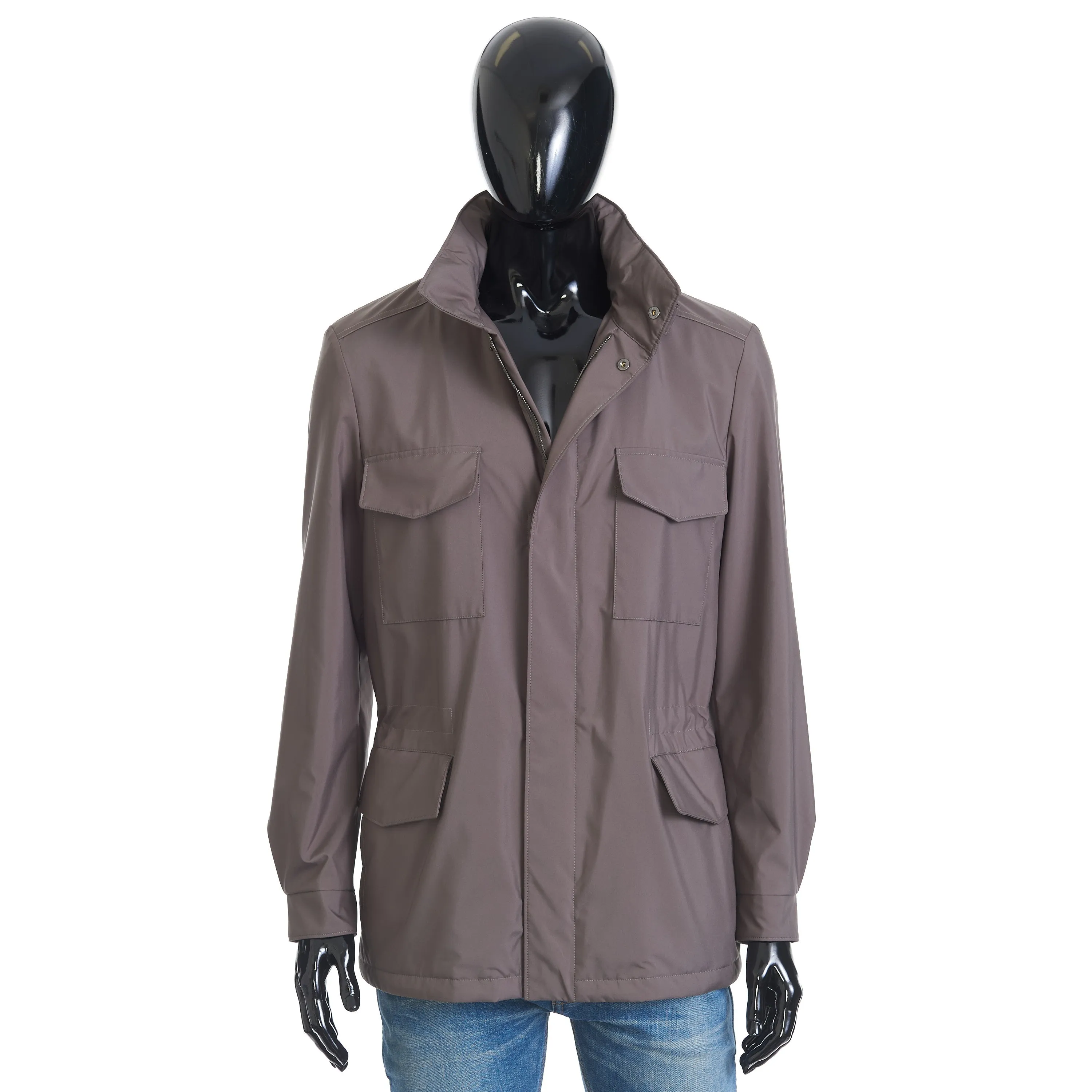 Traveller Windmate Jacket In Army Green Technical Fabric & Cashmere