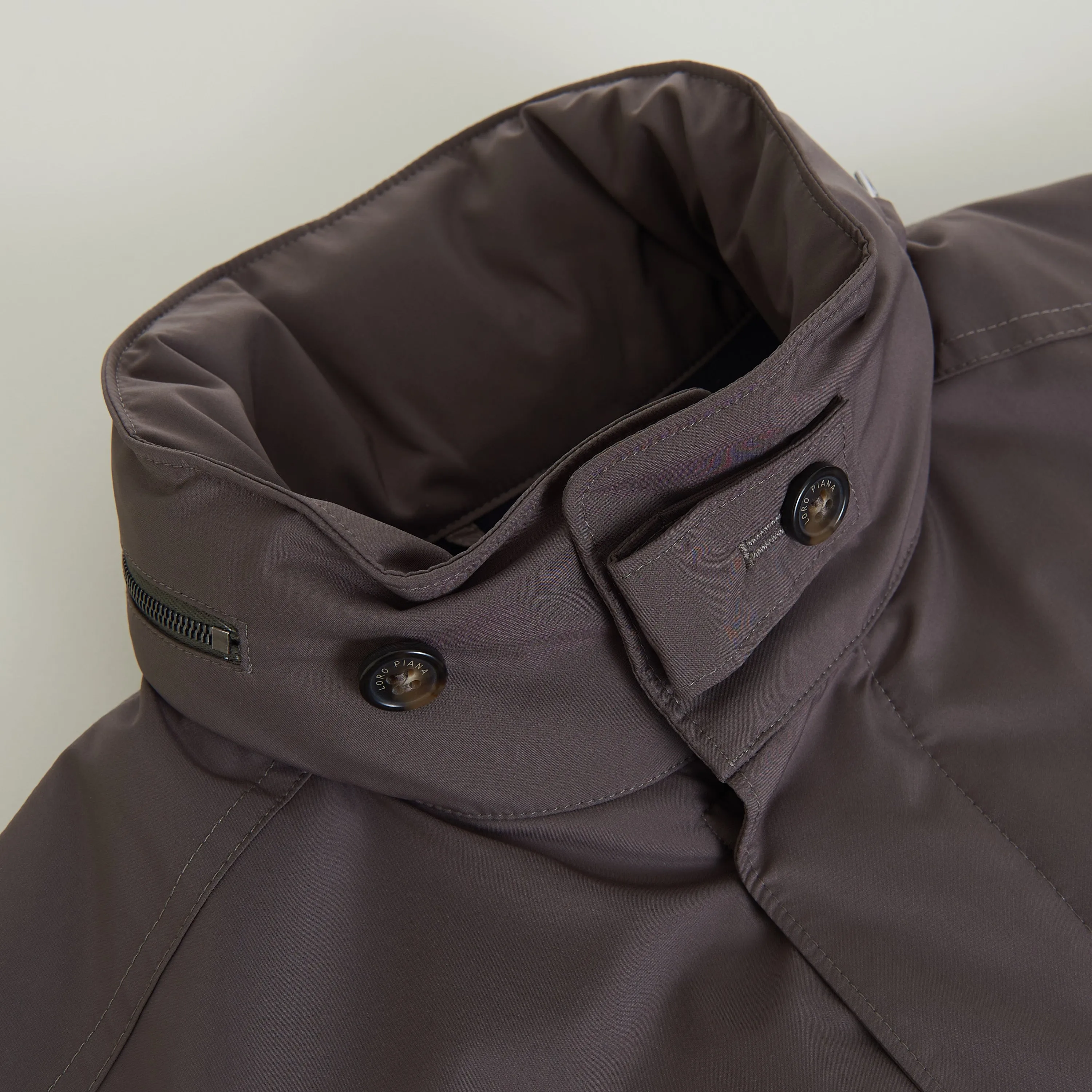 Traveller Windmate Jacket In Army Green Technical Fabric & Cashmere