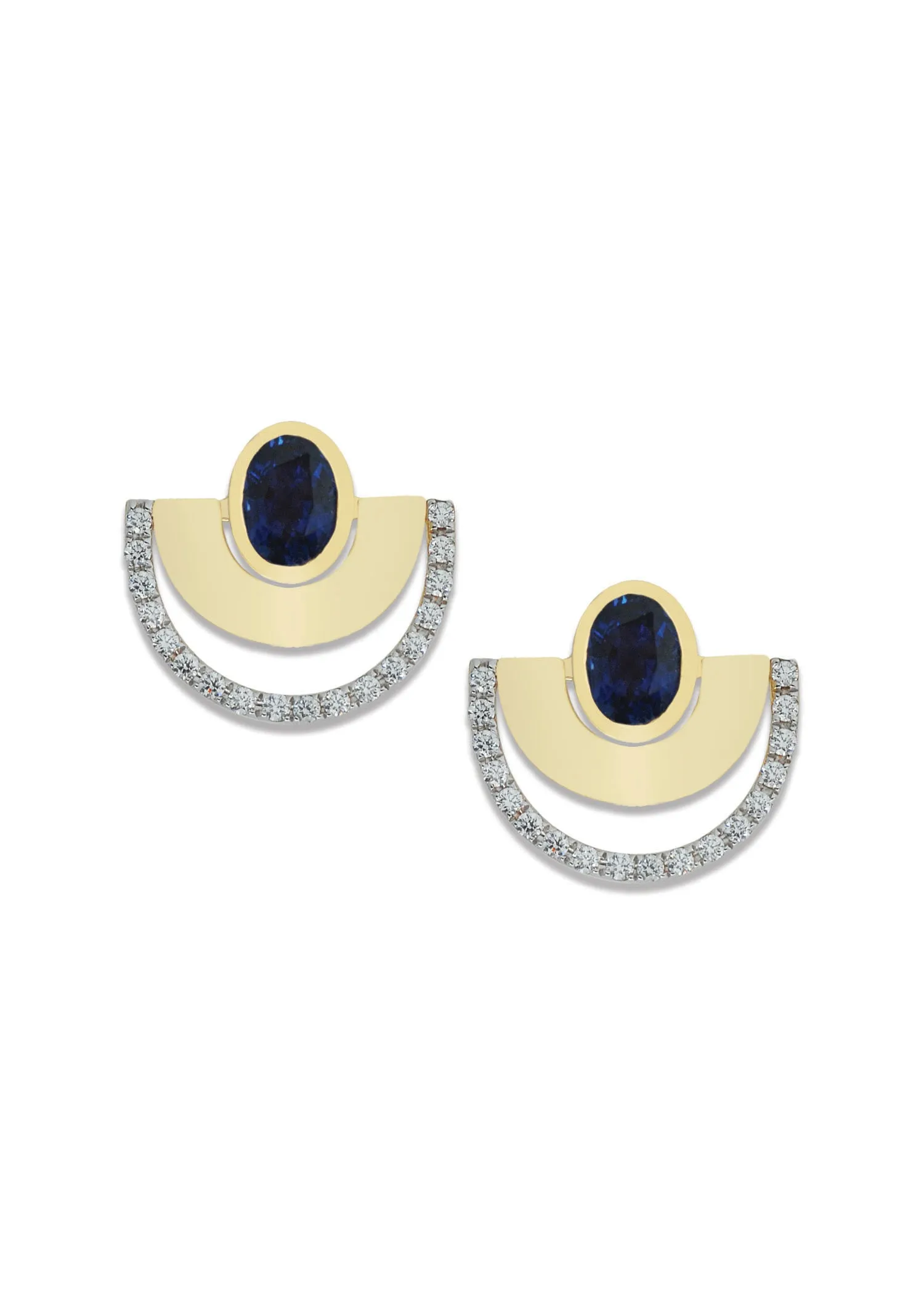 Twist Reflection Isla Oval Blue Sapphire Diamond Ear Jacket Earrings