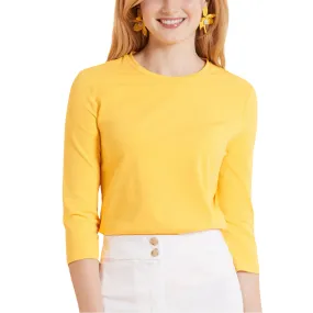 Sunshine Yellow Tyler Boe Crew Neck Top with 3/4 Sleeves