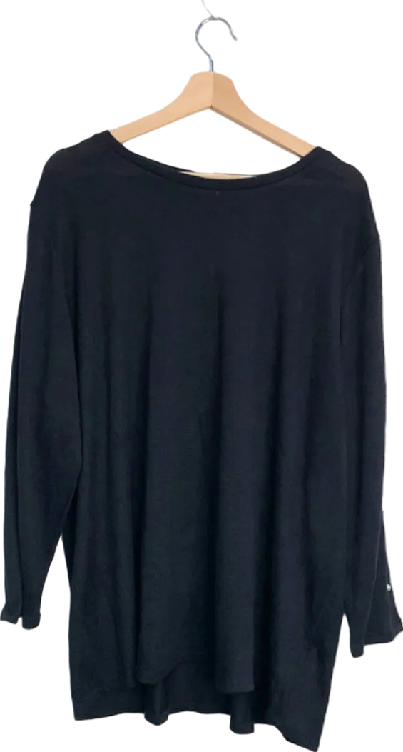 Very Black Oversized Jumper with Pearl Button Detail UK 24