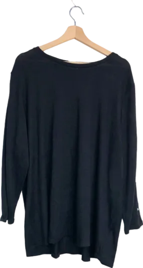 Very Black Oversized Jumper with Pearl Button Detail UK 24