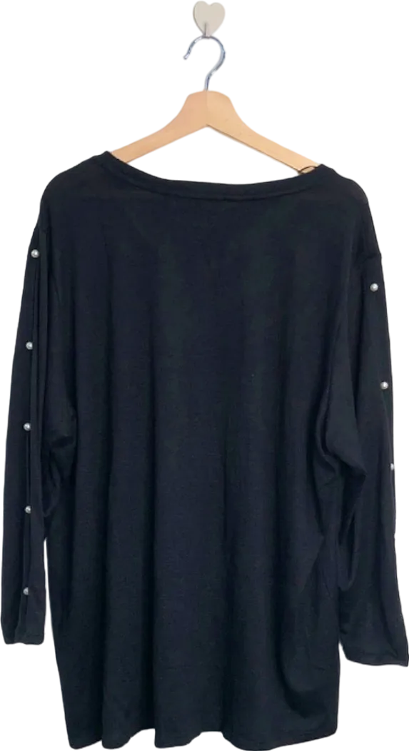 Very Black Oversized Jumper with Pearl Button Detail UK 24