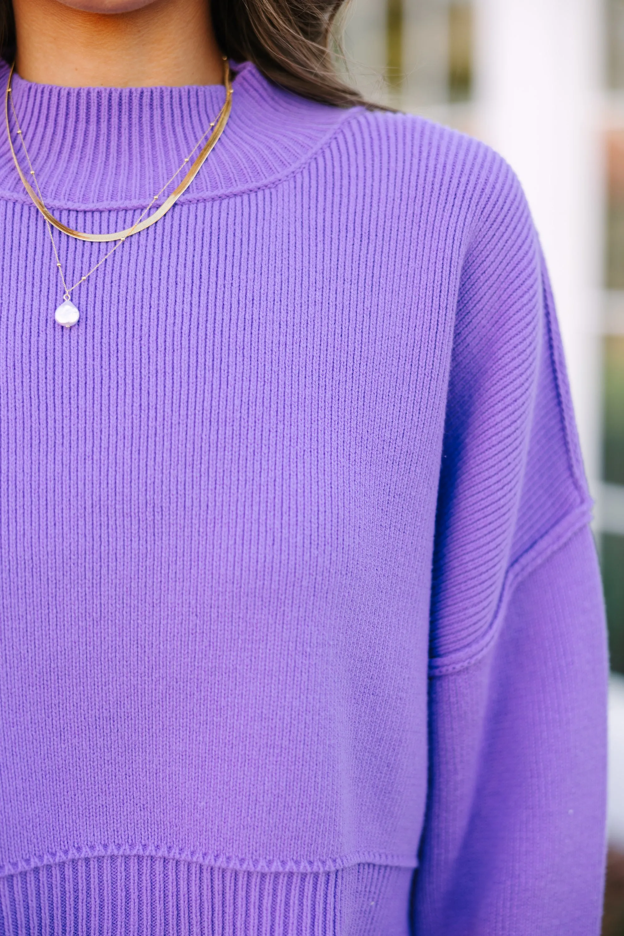 Where I Am Lavender Purple Cropped Sweater