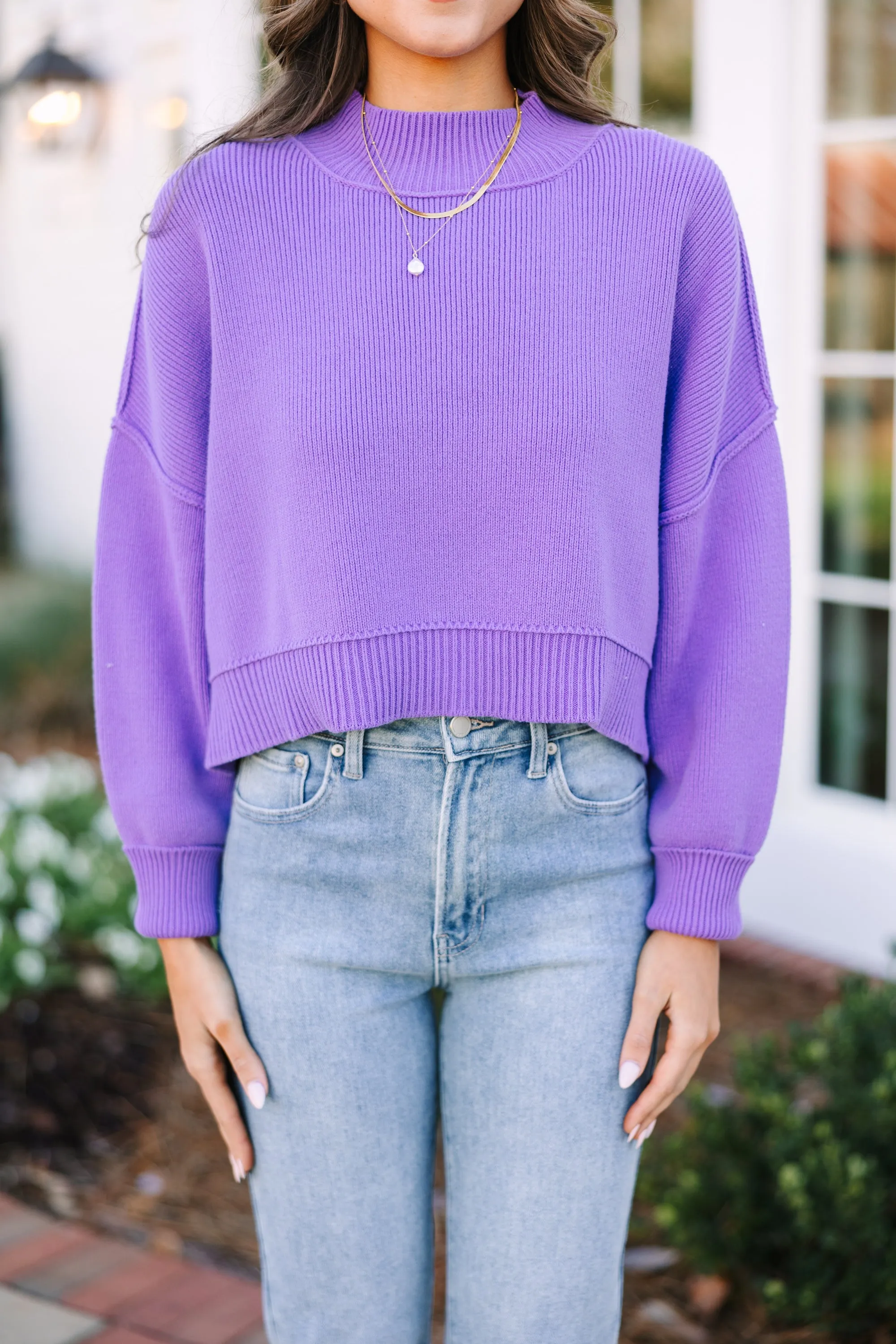 Where I Am Lavender Purple Cropped Sweater