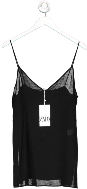 ZARA Black Cami Vest Top UK S